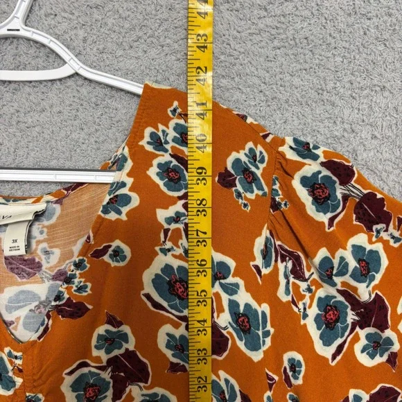 Ava & Viv 3X Floral Babydoll Midi Dress Tiered Short Sleeve Pockets - Picture 15 of 15